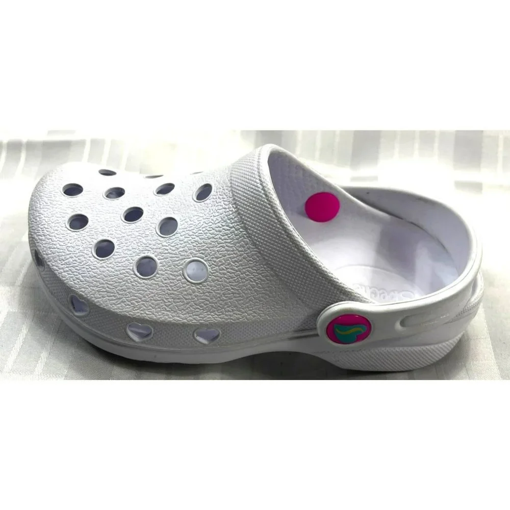 Skechers Youth Girls Heart Charmer Clogs, color white, size 12 - Picture 8 of 10